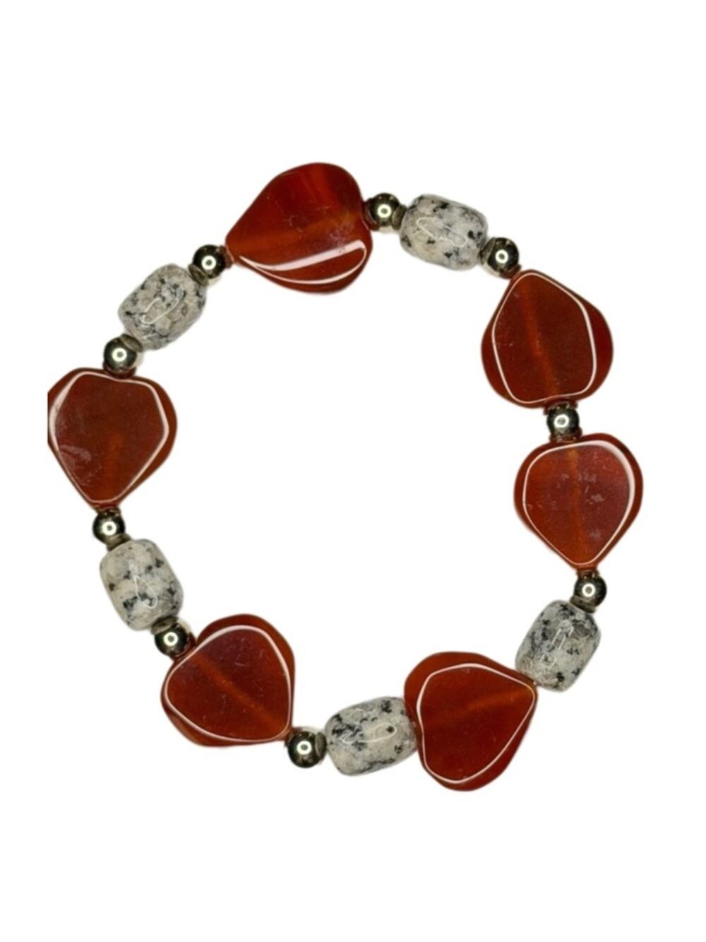 Carnelian heart with Jasper bracelet handmade stretchy